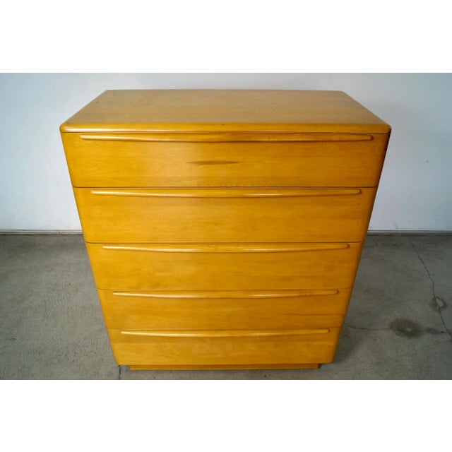 1950’s Mid-Century Modern Heywood Wakefield Solid Maple Highboy Dresser For Sale - Image 10 of 12