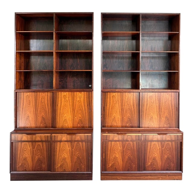 Mid 20th Century Carlo Jensen Poul Hundevad Danish Rosewood Bookcases, Pair For Sale