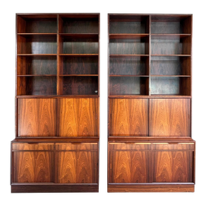 Mid 20th Century Carlo Jensen Poul Hundevad Danish Rosewood Bookcases, Pair