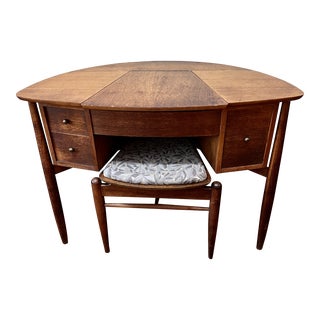 1950s Mid-Century Modern Vanity/Desk With Bench by John Stuart For Sale
