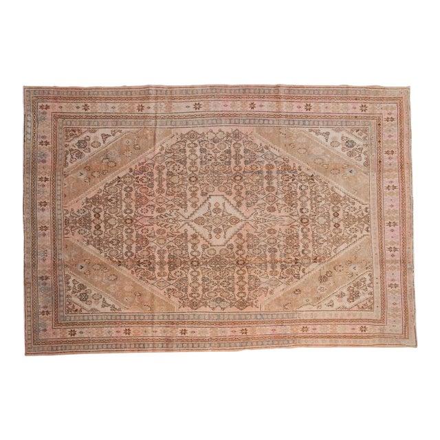Vintage Distressed Overdyed Bibikabad Carpet - 7'1" X 10'2" For Sale