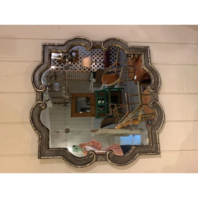 Black and Silvered Ghosted Aged Mirror For Sale - Image 9 of 12