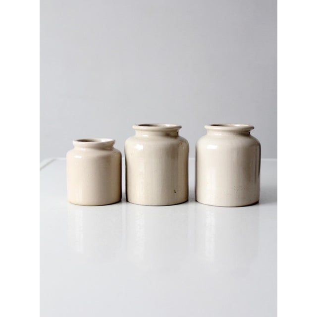 Farmhouse Antique Early 20th Century Cream Stoneware Crocks, Set of 3 For Sale - Image 3 of 15