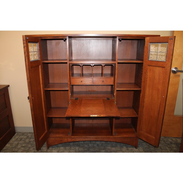 An exceptional Mission or Arts & Crafts style bookcase with drop front secretary desk purchased in 2012 (14 years old)...