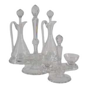 Crystal Oil and Vinegar Server, and Salt and Pepper Servers
