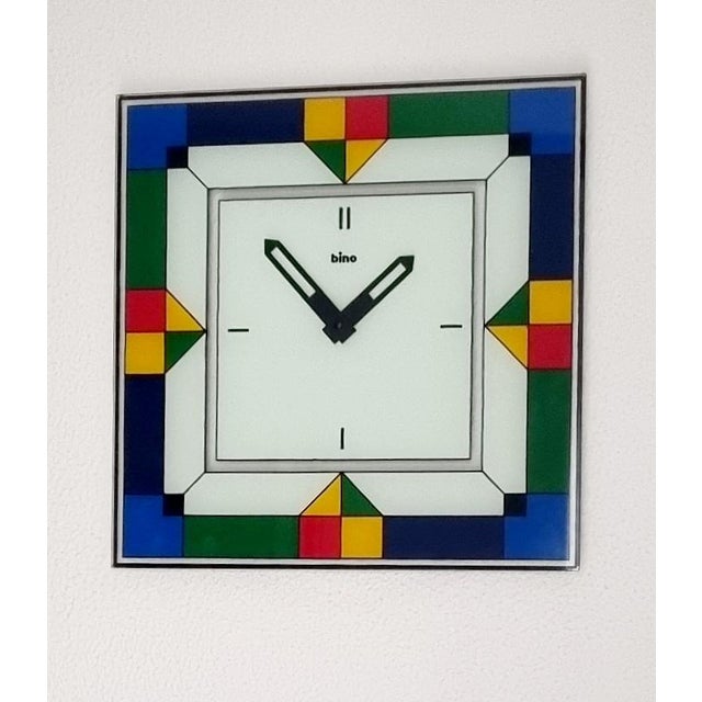 Large Glass Wall Clock by Bino, 1980s For Sale - Image 8 of 12