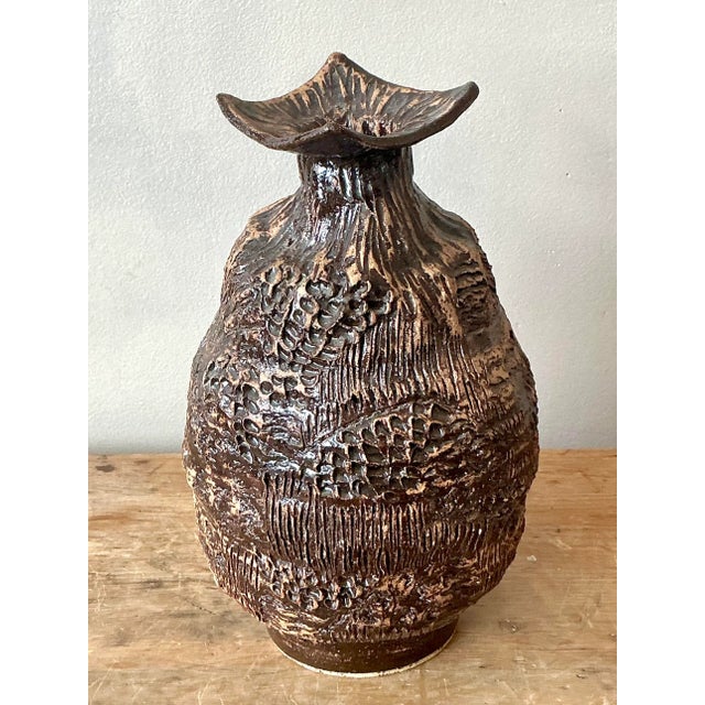 Vintage Boho Original Studio Pottery Vase For Sale - Image 4 of 7