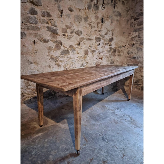 Antique French Pine Dining Table with Casters, 19th Century For Sale - Image 5 of 18