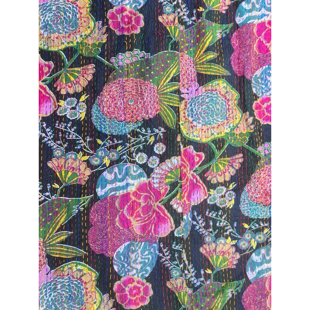 This elegant lightweight, hand-stitched Kantha quilt is made in India of lightweight colorful Saris. The colors are...