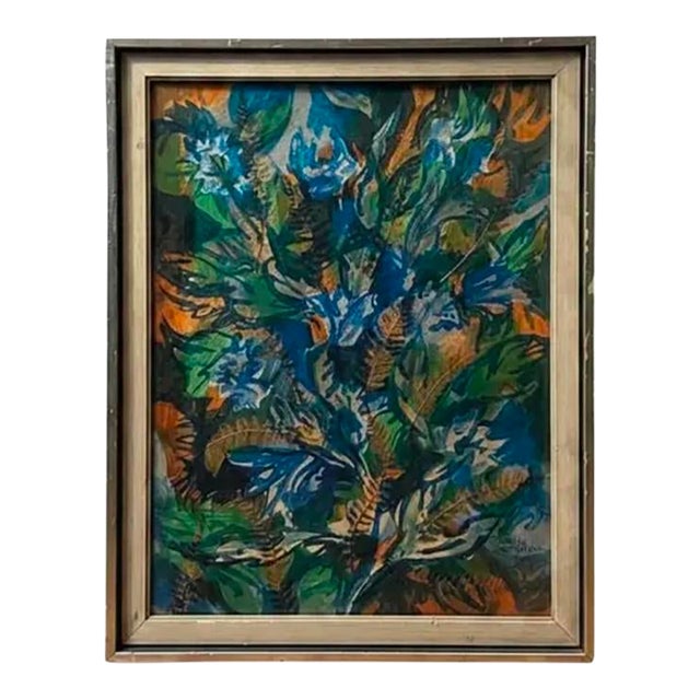 “Night Flowers” 1967 Acrylic Imprint by Bunny Halligan For Sale
