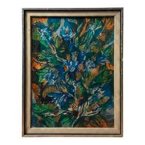 “Night Flowers” 1967 Acrylic Imprint by Bunny Halligan