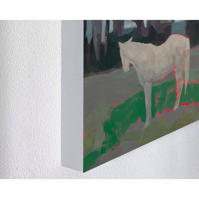 Contemporary Leaving by Shelli Langdale | Oil and acrylic on gallery panel of a horse with a red balloon For Sale - Image 3 of 4