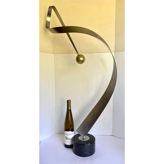 Postmodern 1975 Signed Curtis Jeré Brass & Mixed Metal Abstract Ribbon Sculpture For Sale - Image 3 of 11