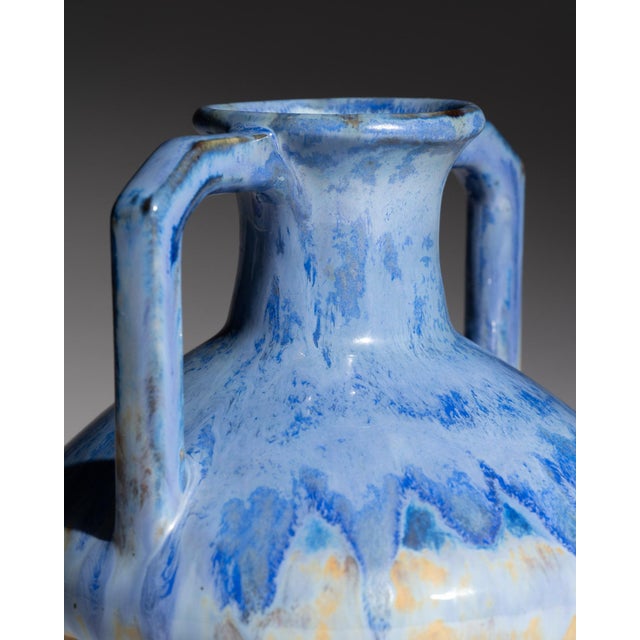 Blue Vintage Art Deco Vase in Stoneware from Pierrefonds, France, 1910s For Sale - Image 8 of 11