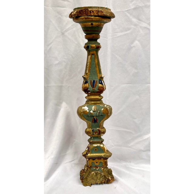 Antique 1800s French Polychrome Altar Candle Holder For Sale - Image 13 of 13