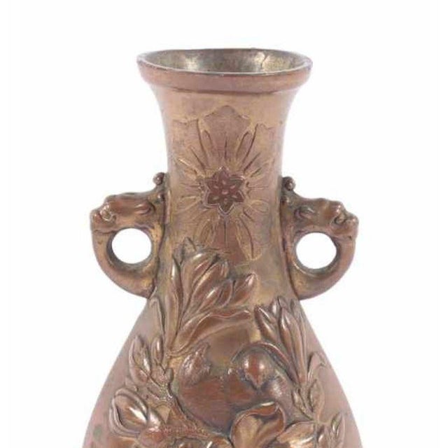 Meiji Metal Alloy Vase with Relief Decor, Japan, Late 19th Century For Sale - Image 3 of 5