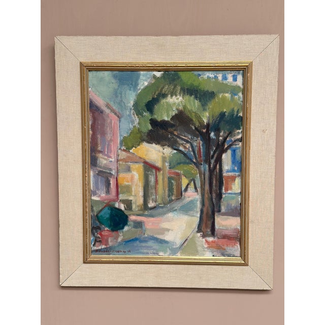 1960s Ingrid Hedman Koppang, Urban Street, 1962, Oil on Canvas, Framed For Sale - Image 5 of 18