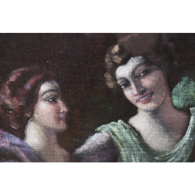 Textile Early 20th Century "Dance of Apollo with Muses" Grand Tour Figurative Oil Painting, Framed For Sale - Image 7 of 13