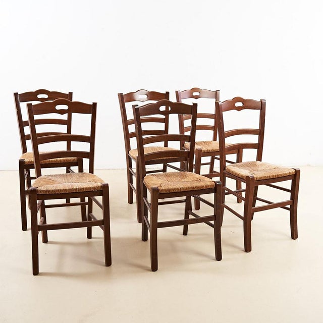 Brown Rustic and Wooden Chairs, Set of 6 For Sale - Image 8 of 8