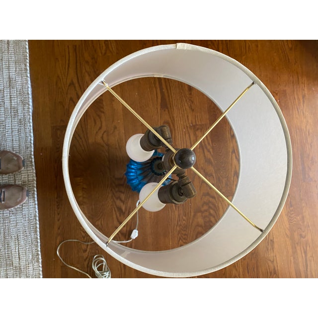 1950s 1950s Turquoise Mid Century Glass Table Lamp For Sale - Image 5 of 5