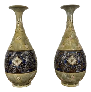 Antique Art Nouveau Stoneware Baluster Vases from Royal Doulton, 1900s, Set of 2