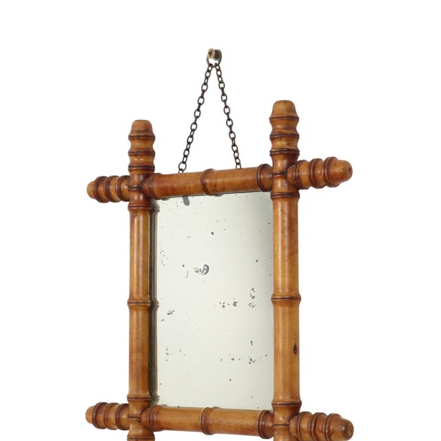 Antique Wooden Faux Bamboo Chinoiserie Mirror, 1890s For Sale - Image 4 of 14