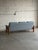 Mid-Century Modern Teak Blue Sofa Mid-Century Modern 3 Seater Couch Broad Living Room Seating 1970s For Sale - Image 3 of 10