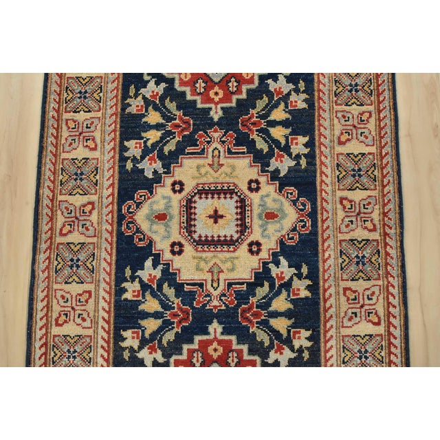 2020s Kazak Runner 2’8” X 9’11” Blue Wool Traditional Hand-Knoted Oriental Rug For Sale - Image 5 of 12
