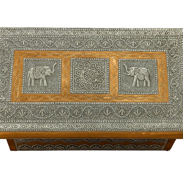 Handcrafted in India’s Rajasthan region, this vintage jewelry or keepsake box features embossed copper and silver-tone...