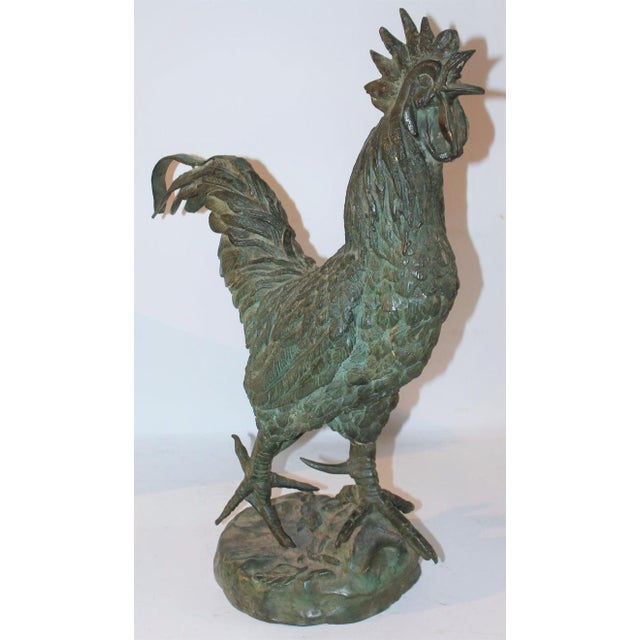 Folk Art Early 20thc Bronze Rooster Sculpture For Sale - Image 3 of 10