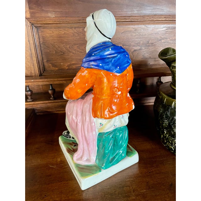 Staffordshire Mid 19th Century Staffordshire Cobbler's Wife Porcelain Figure For Sale - Image 4 of 9