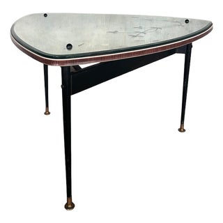 Mid-Century Modern Atomic Mirrored Coffee Table with Glass Top For Sale