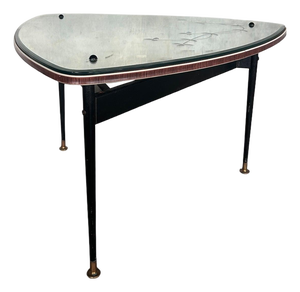 Mid-Century Modern Atomic Mirrored Coffee Table with Glass Top