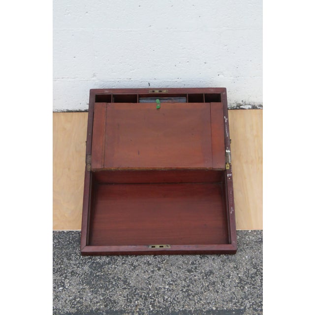 Late 1800s Solid Mahogany Lap Traveling Writing Desk on a Stand For Sale In Miami - Image 6 of 12
