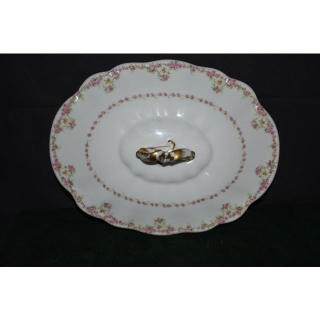 Antique Wm Guerin Limoges Covered Soup Tureen Serving Dish Pink Roses Gold Trim For Sale - Image 18 of 18