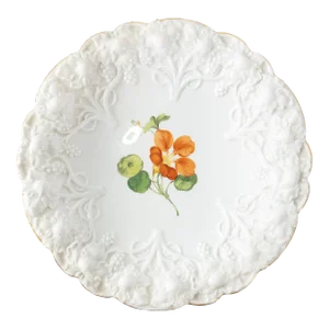 19th Century Meissen Porcelain Molded Bowl With Floral Spray