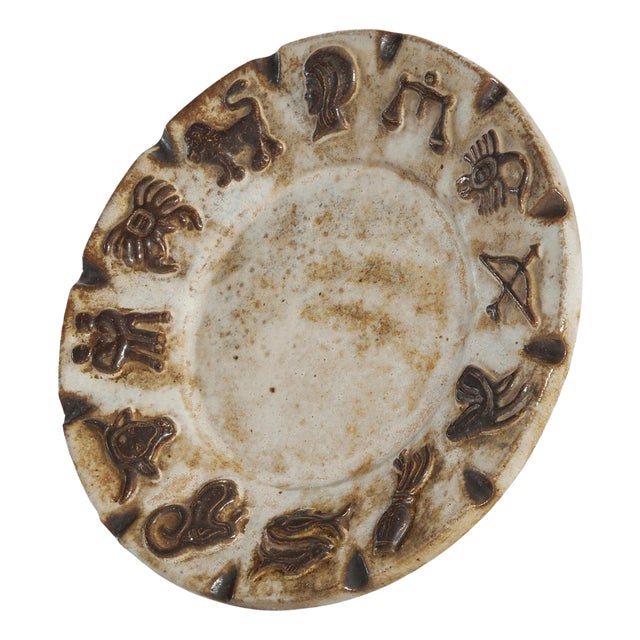 Belgian Zodiac Studio Pottery Dish from Armogrès, 1960s For Sale