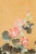 This elegant Meiji-period Japanese two-panel screen depicts graceful hibiscus blossoms in full bloom, their vibrant pink...