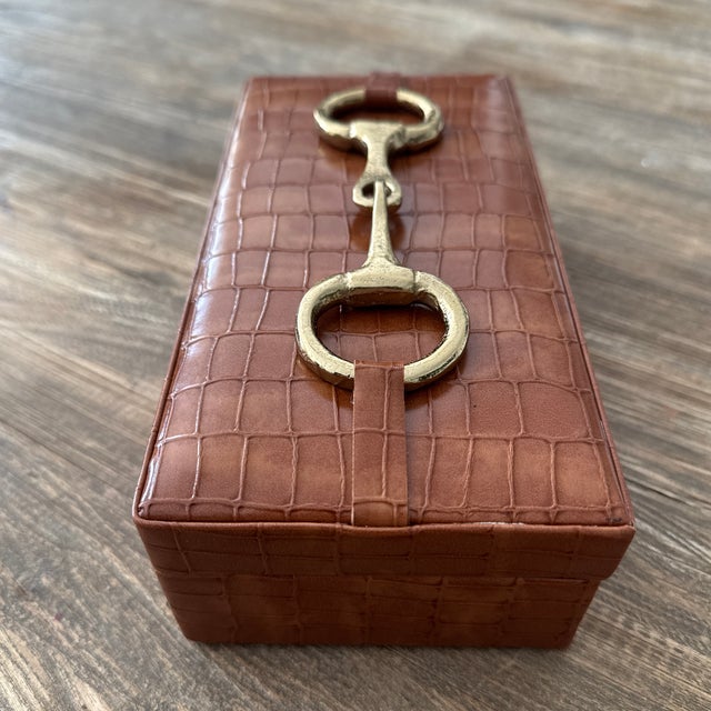 Horsebit Faux Croc Leather Box For Sale In Miami - Image 6 of 7