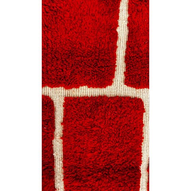 2020s Graphic Red Moroccan Berber Rug For Sale - Image 5 of 14