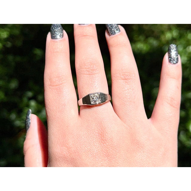 Art Deco 14k White Gold Old European Cut Diamond Ring, Size 7.75 For Sale In Los Angeles - Image 6 of 8