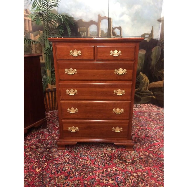 American Ethan Allen Chest of Drawers, Cherry Tall Chest For Sale - Image 3 of 16