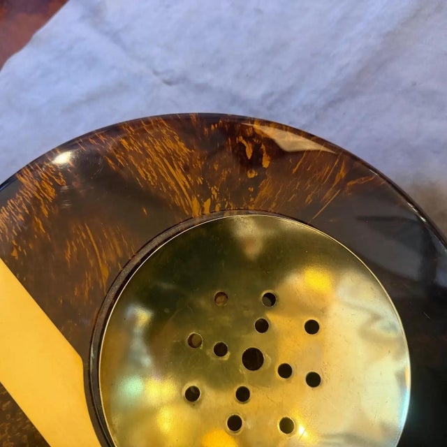 1970s Dior Home Style Mid-Century Modern Faux Tortoiseshell Lucite Centerpiece For Sale - Image 6 of 14