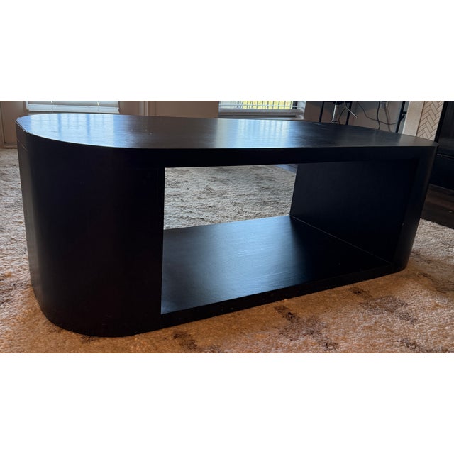 Wood Lulu and Georgia "Luna" Matte Black Oval Coffee Table - Modern Minimalist For Sale - Image 7 of 9