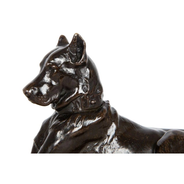 Metal French Antique Bronze Sculpture “Great Dane” by Georges Gardet For Sale - Image 7 of 12