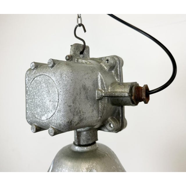 Large Industrial Cast Aluminium Cage Pendant Light from Polam Wilkasy, 1960s For Sale - Image 11 of 15