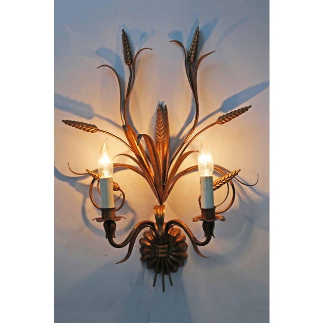 Large hans kögl wall lamp hollywood regency beautiful design with wheat leaves and ears 2-light e14 h 58cm w 40cm d 15cm...
