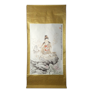 Chinese Mountain Throne Kuan Yin Scroll