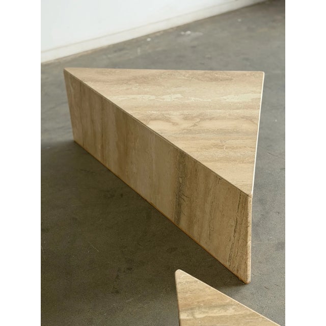 1970s Honed Travertine Coffee Table Set - Two Piece For Sale - Image 9 of 18