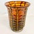 Amber 1970s Vintage Boho Chic Italian Style Blown Glass Vase With Opaque Grid Design Encased For Sale - Image 8 of 11